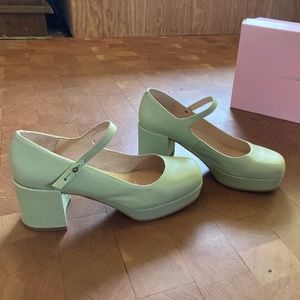 Intentionally Blank Mika Green Tea Platform Mary Janes size 39 BRAND NEW